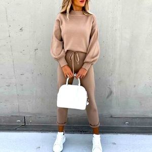 Khaki Women Elegant Solid Color Two Piece Sets